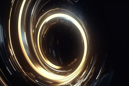 abstract futuristic background with gold silver blue glowing neon moving high speed wave lines and bokeh lights. Data transfer concept Fantastic wallpaper,Ai Generativeの素材