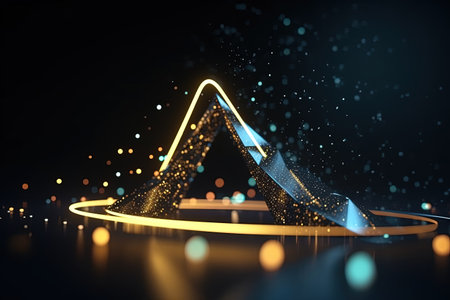 abstract futuristic background with gold silver blue glowing neon moving high speed wave lines and bokeh lights. Data transfer concept Fantastic wallpaper,Ai Generativeの素材