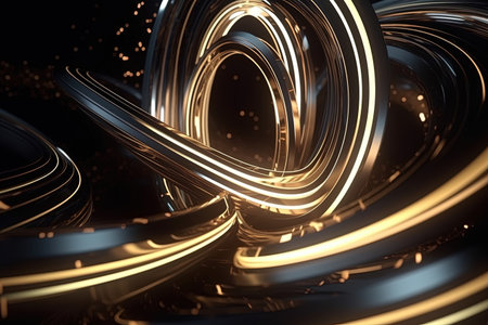 abstract futuristic background with gold silver blue glowing neon moving high speed wave lines and bokeh lights. Data transfer concept Fantastic wallpaper,Ai Generativeの素材