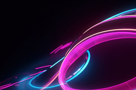 abstract futuristic background with pink blue glowing neon moving high speed wave lines and bokeh lights. Data transfer concept Fantastic wallpaper, Ai Generativeの素材