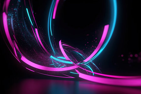 abstract futuristic background with pink blue glowing neon moving high speed wave lines and bokeh lights. Data transfer concept Fantastic wallpaper, Ai Generativeの素材