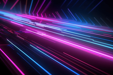 abstract futuristic background with pink blue glowing neon moving high speed wave lines and bokeh lights. Data transfer concept Fantastic wallpaper, Ai Generativeの素材