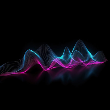 abstract futuristic background with pink blue glowing neon moving high speed wave lines and bokeh lights. Data transfer concept Fantastic wallpaper, Ai Generativeの素材