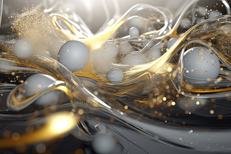 abstract futuristic background with gold blue glowing neon moving high speed wave lines and bokeh lights. Data transfer concept Fantastic wallpaper, Ai Generativeの素材