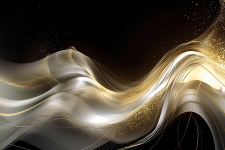 abstract futuristic background with gold blue glowing neon moving high speed wave lines and bokeh lights. Data transfer concept Fantastic wallpaper, Ai Generativeの素材