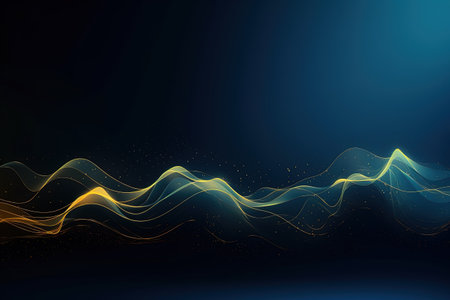 abstract futuristic background with gold blue glowing neon moving high speed wave lines and bokeh lights. Data transfer concept Fantastic wallpaper, Ai Generativeの素材