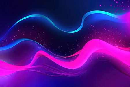 abstract futuristic background with gold PINK blue glowing neon moving high speed wave lines and bokeh lights. Data transfer concept Fantastic wallpaper, Ai Generativeの素材