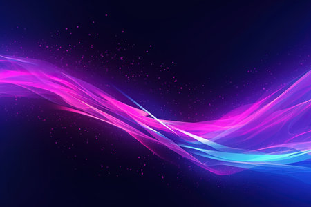 abstract futuristic background with gold PINK blue glowing neon moving high speed wave lines and bokeh lights. Data transfer concept Fantastic wallpaper, Ai Generativeの素材