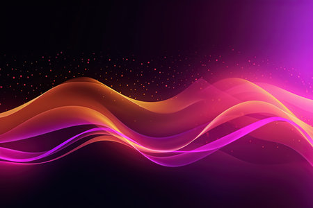 abstract futuristic background with gold pink blue glowing neon moving high speed wave lines and bokeh lights. Data transfer concept Fantastic wallpaper, Ai Generativeの素材