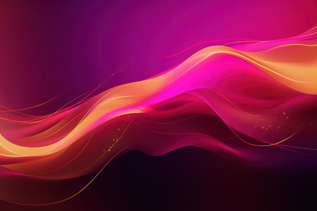 abstract futuristic background with gold pink blue glowing neon moving high speed wave lines and bokeh lights. Data transfer concept Fantastic wallpaper, Ai Generativeの素材