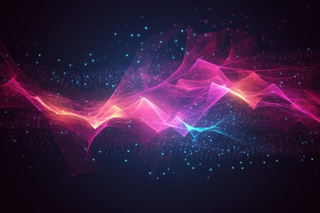 abstract futuristic background with gold PINK blue glowing neon moving high speed wave lines and bokeh lights. Data transfer concept Fantastic wallpaper, Ai Generativeの素材