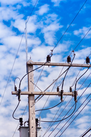 insulator electric and blue sky の写真素材