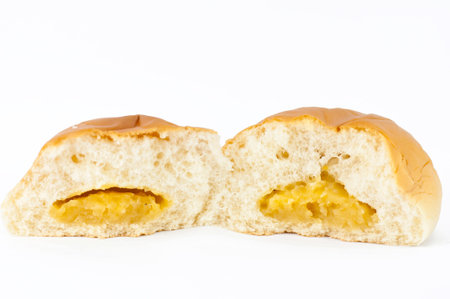 fresh baguette on white background の写真素材