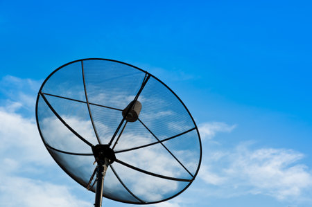 Satellite dish and blue sky の写真素材