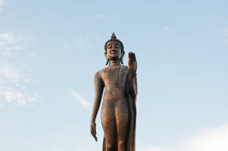 Big standing Buddha image at Phutthamonthon, Thailandの写真素材