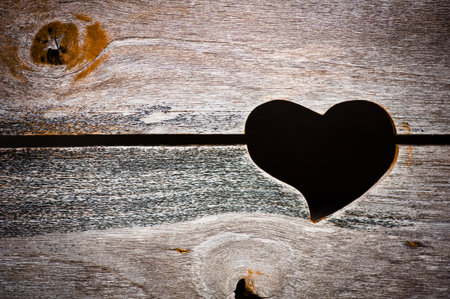 Wooden door , heart shape の写真素材