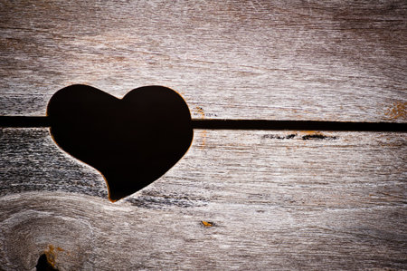 Wooden door , heart shape の写真素材