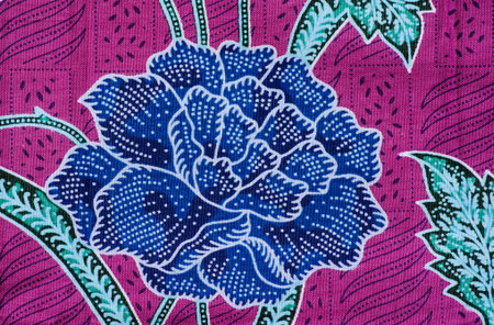 Blue flower batik sarong pattern background in Thailandの写真素材