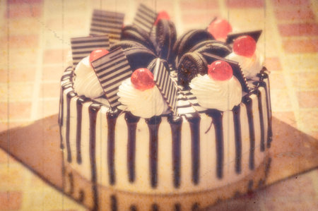 Soft focus Cake cream and chcolate ,retro effect