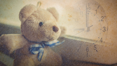 Bear in old vintage uncolored style, concept of memory, old days,in timeの写真素材