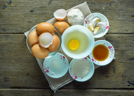 Eggs, duck eggs, raw materials to cook the menu.の写真素材