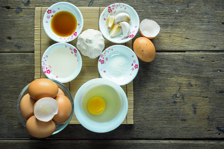 Eggs, duck eggs, raw materials to cook the menu.の写真素材