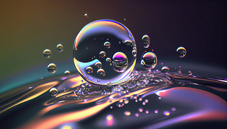 abstract liquid background with Shiny bubbleの素材