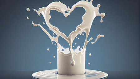 milk heart shape splash on milk glassの素材