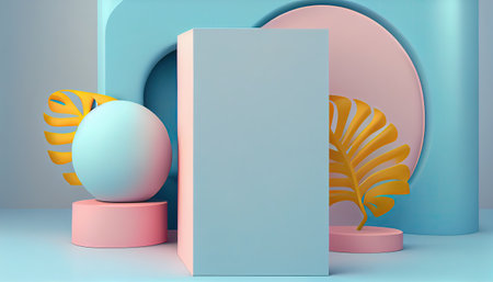 abstract background for product presentation, podium display, minimal pastel 3d sceneの素材