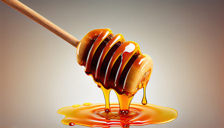 Honey liquid falling form honey wooden dipper,の素材