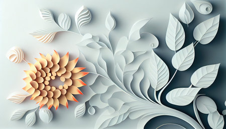 Paper flower craft abstract background.の素材