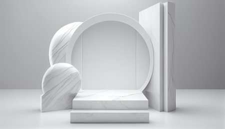 white marble stage podium display, abstract minimal concept, blank space and luxury mockupの素材
