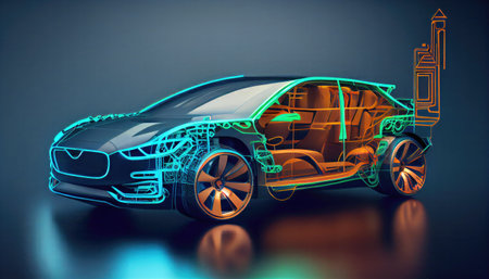 Concept of electric car development.の素材