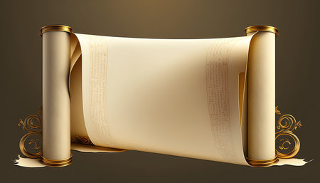 Open parchment with golden borders - letter designの素材