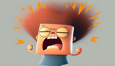 angry stressed woman - Kawaii cartoon character - business illustrationの素材