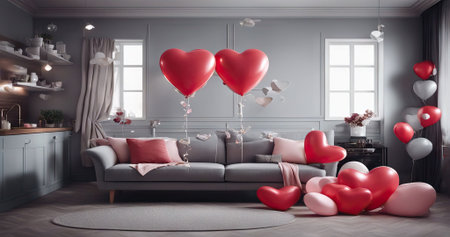 Manicured womans hands in warm wool red sweater. Fashionable valentines day nail design87の素材