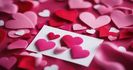 Bottle of wine, rose flowers, glass and hearts on white background with space for text. Valentine's Day celebration21の素材