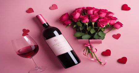 Close up of young couple toasting with glasses of red wine at restaurant85の素材