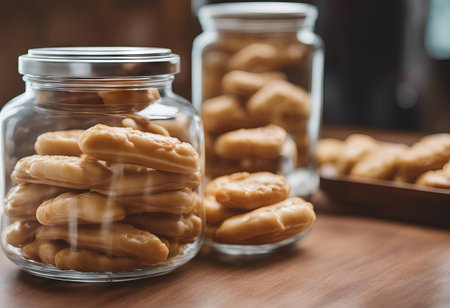Plate with dates, coffee pot  on brown wooden table. Ramadan background.  Top view.50の素材