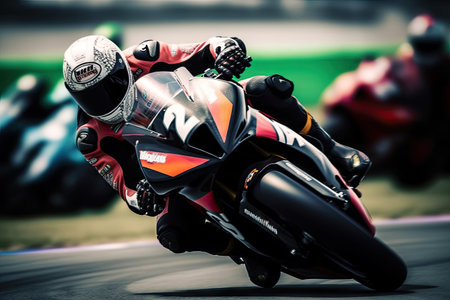 Motorcycling Racing on race track , Motor sports competitive racing ,の素材