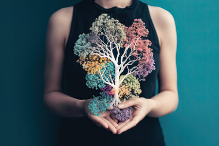 Holding a lung with flowers for fresh healthy breathing air, environment concept, connect to nature, lungの素材