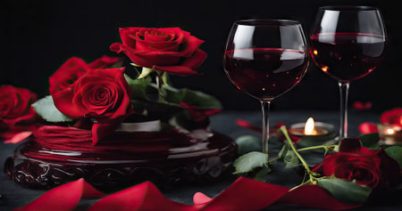 Two Glasses of Red Wine Abstract Heart Splash14の素材