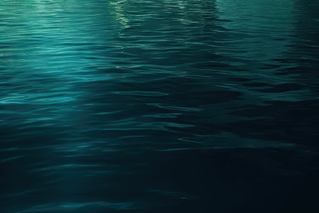 dark blue green abstract background reflection of light on a smooth surface of water with small waves seascape marine tidewater green background with copy space for design web bannerの素材