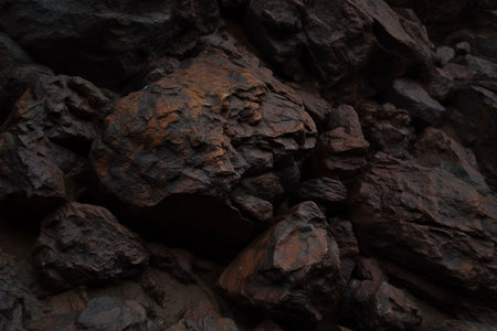 dark rock background black stone texture dark brown rough grunge background mountain close upの素材