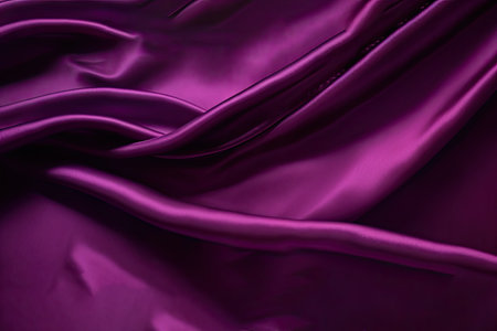 dark magenta purple silk satin soft folds on a shiny fabric luxury background with space for design banner wide long panoramic christmas valentine flat lay top view table templateの素材