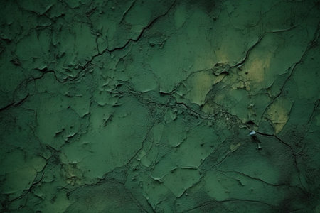dark green old cracked concrete wall rough texture background for design distressed close upの素材