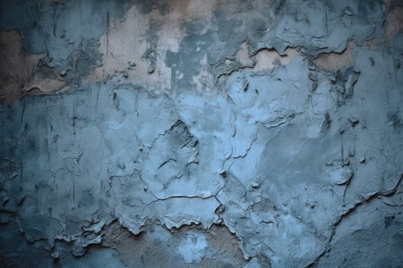 old painted concrete wall surface close up gray blue color rough dark grunge background for design distressed broken cracked crumbledの素材