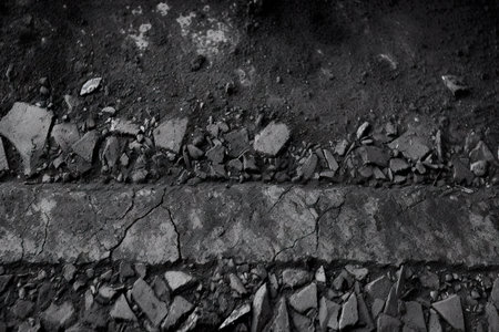 grunge gray background damaged sidewalk old broken sidewalk crushed stone concrete black and white stone background black grunge banner with crumbling concrete textureの素材