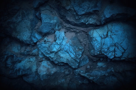 black blue rough background toned rock texture with cracks macro dark blue grunge background old stone wallの素材