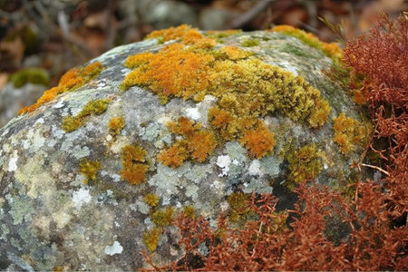 lichen on the rock colorful lichen on the stone grunge stone texture abstract rusty grunge background autumn mountain scene close upの素材